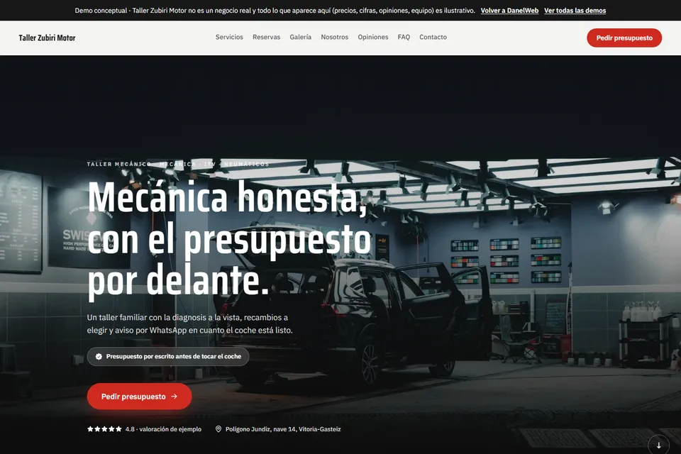 Vista previa de la demo Taller Zubiri Motor